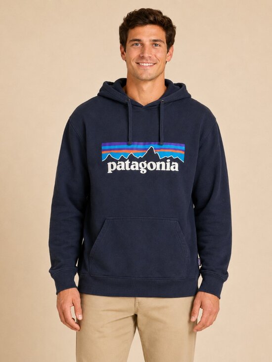 Patagonia Other - Patagonia Men's XL Navy Blue Logo Pullover Hoodie Sweatshirt